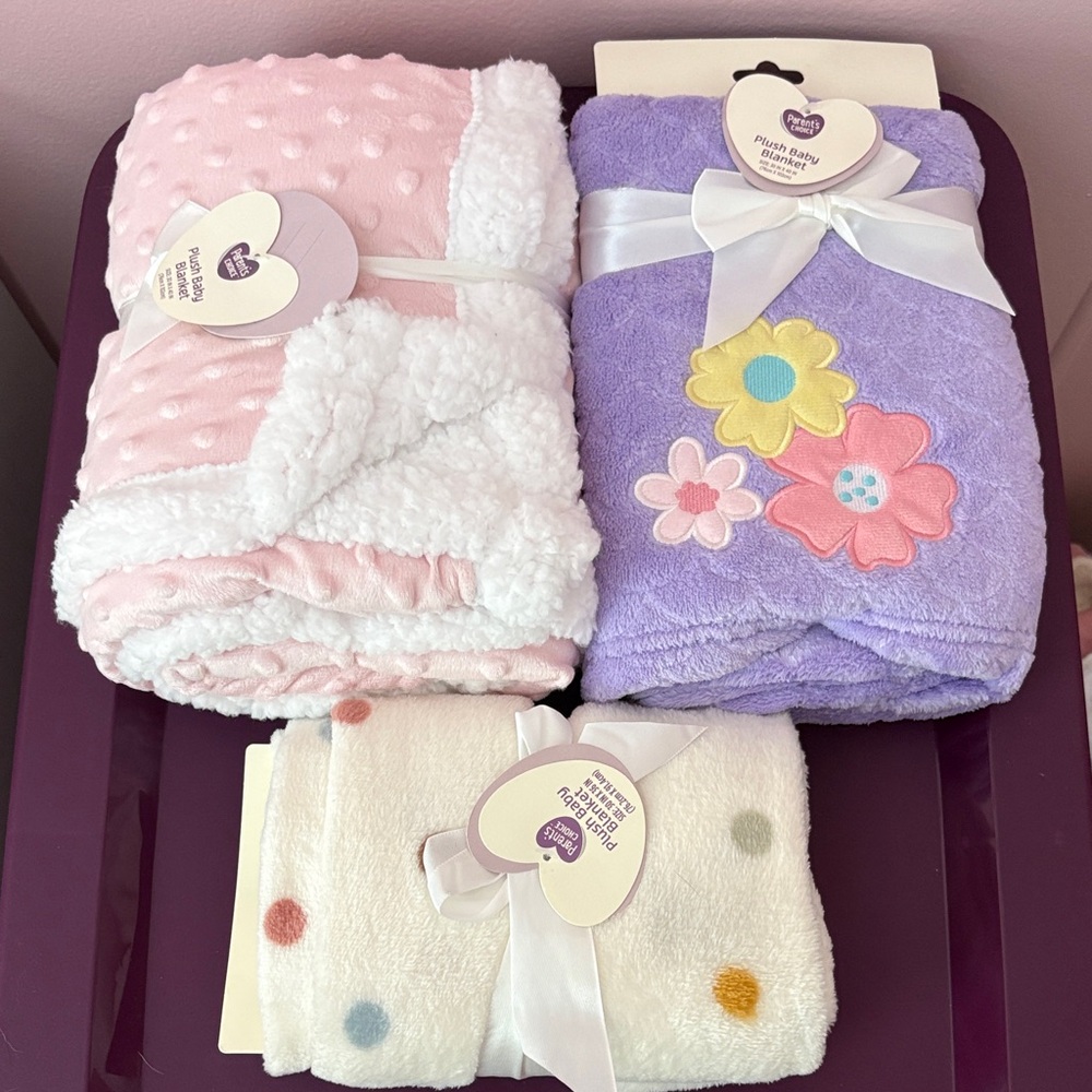 THREE baby blanket bundle